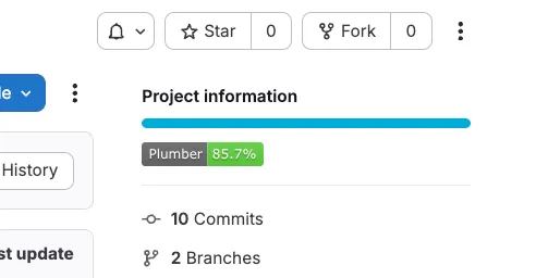 Project badge showing Plumber compliance percentage