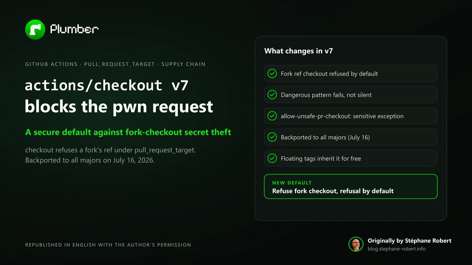 GitHub Actions: checkout v7 finally blocks pwn requests blog post