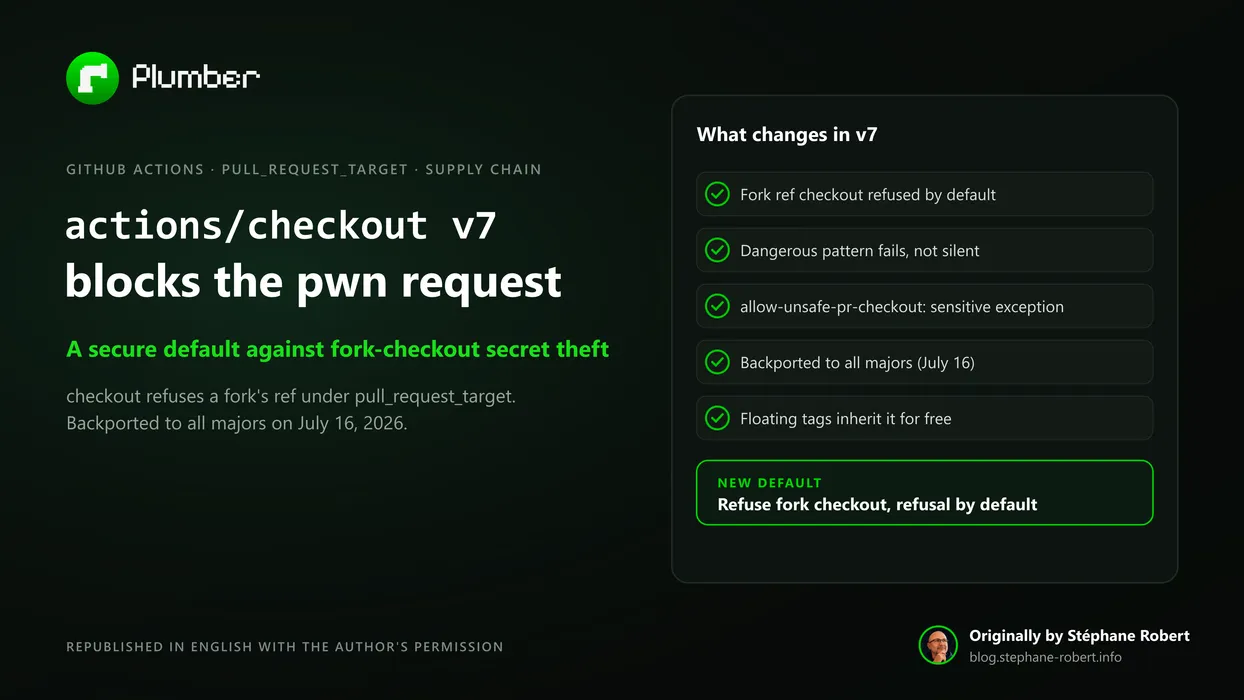 GitHub Actions: checkout v7 finally blocks pwn requests blog post